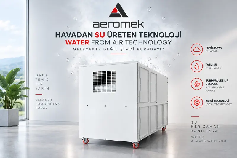 AEROMEK — Havadan su üreten teknoloji tanıtım görseli